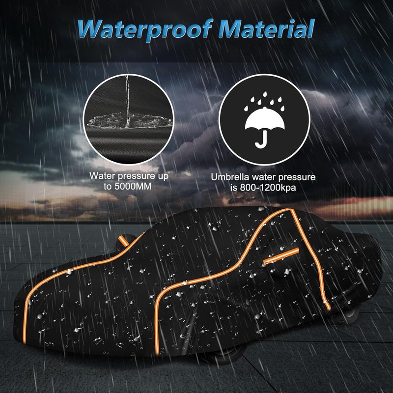 BIGACOVER Car Cover for Chevy Camaro 1982-2002, Waterproof 210D Oxford Cloth and Cotton Cover Outdoor Full Car Covers with Zipper Windproof Heavy Duty All Weather with Wind, Sun, UV and Dust Protectio - Image 5